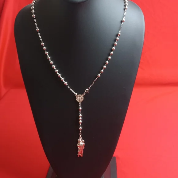 925 sterling SILVER men and women/Catholic ROSARIO necklace - Picture 11 of 16